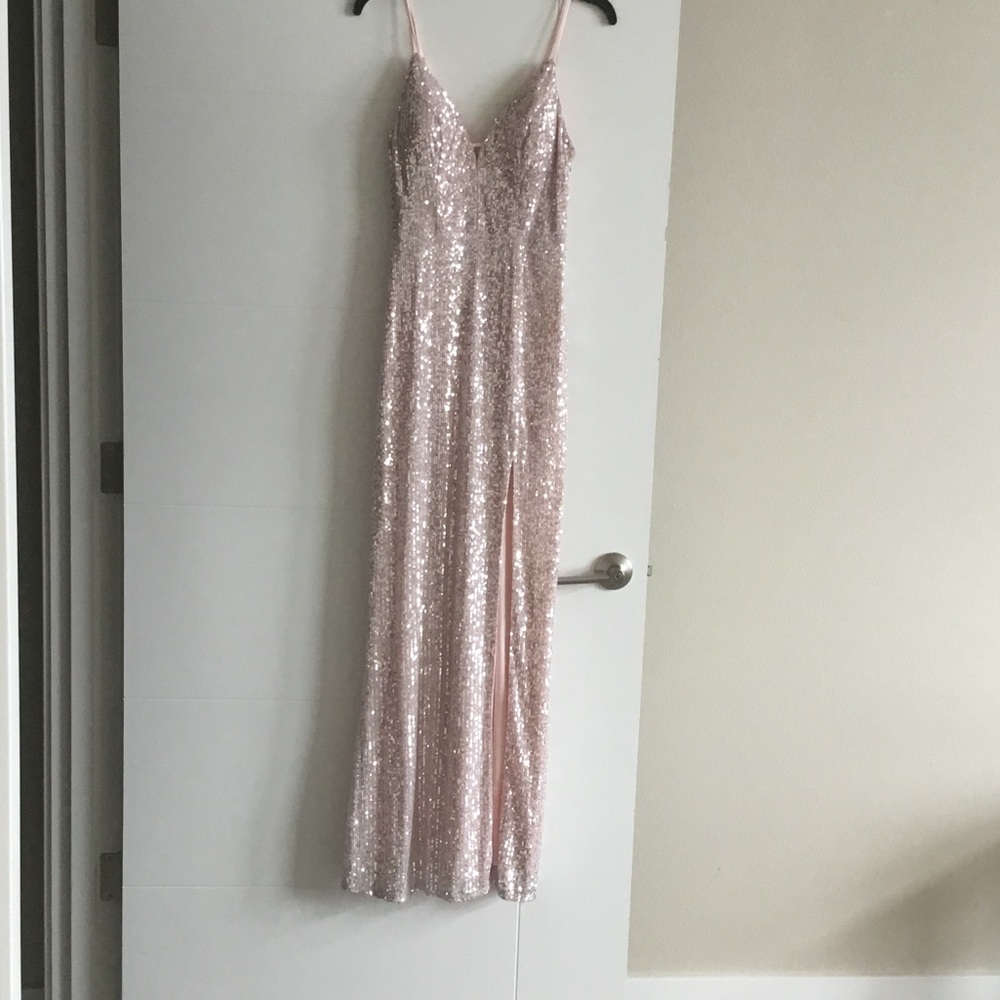 Speechless Blush Sequin Maxi Dress